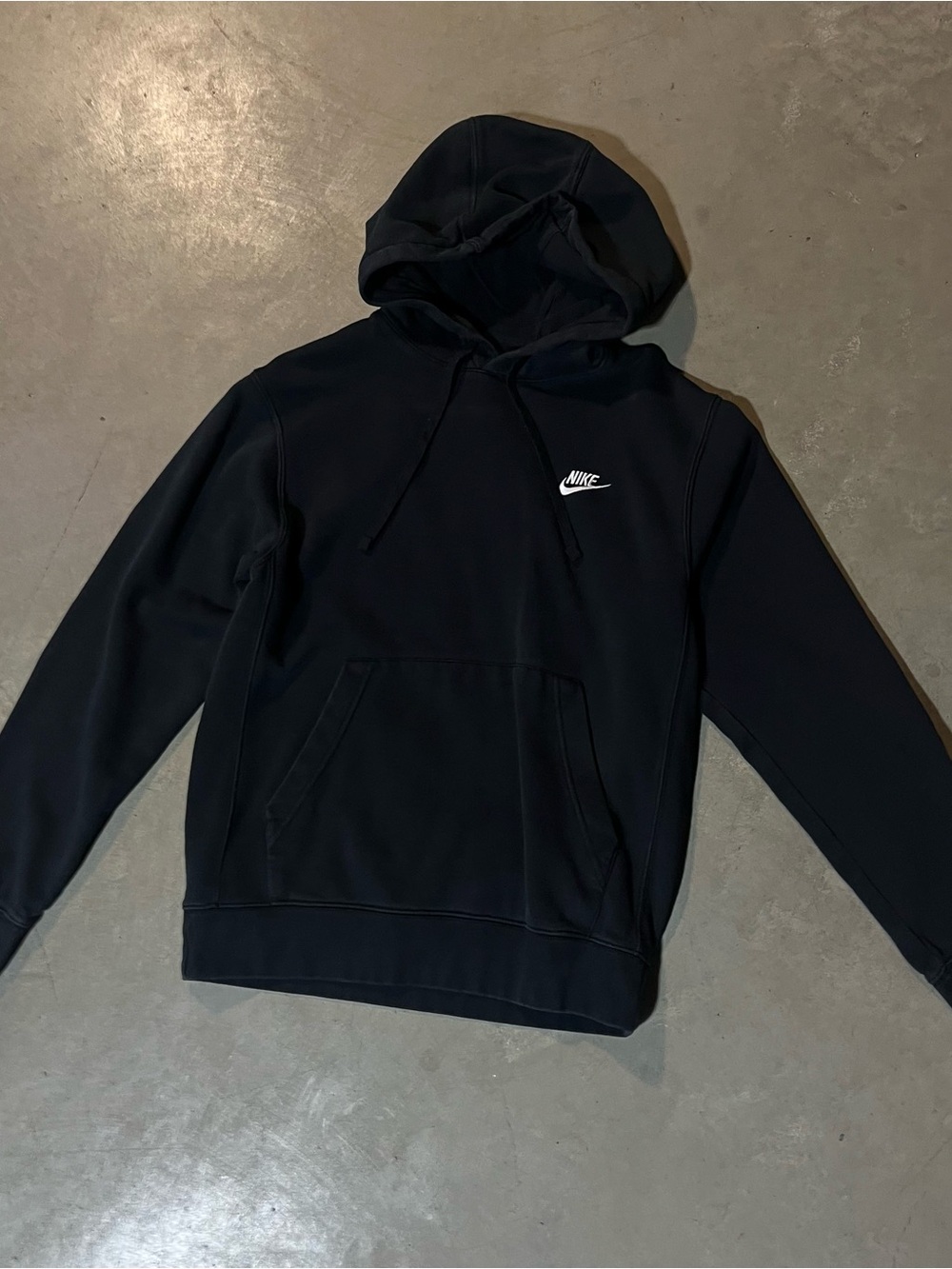 Nike Black Hooded Pullover with Small White Logo